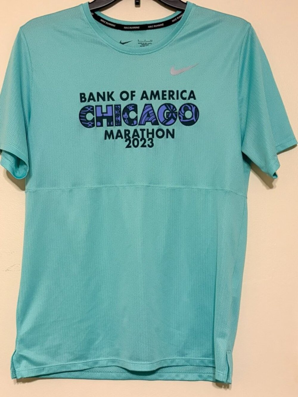 Men's Teal Green Nike 2023 Chicago Marathon Pullover T-Shirt Size Small